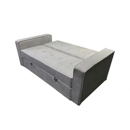 SOFA CAMA CON BRAZOS GRIS CLARO MOD ROL