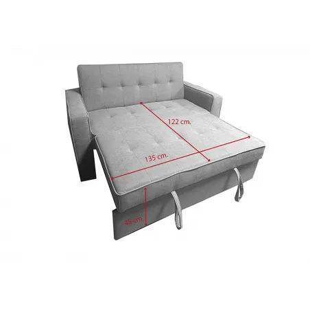 SOFA CAMA CON BRAZOS GRIS CLARO MOD ROL