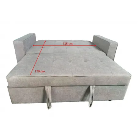 SOFA CAMA CON BRAZOS GRIS CLARO MOD ROL