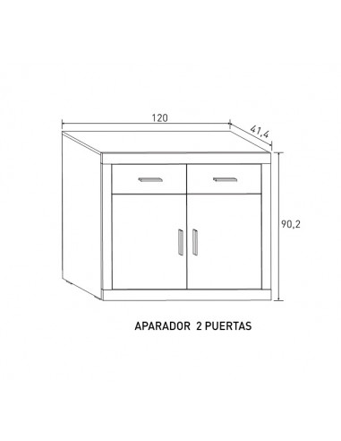 APARADOR 2P. 120 CM. LARA CAMBRIA-GRAFITO, CAMBRIA-BLANCO, PUCCINI-TEXTIL