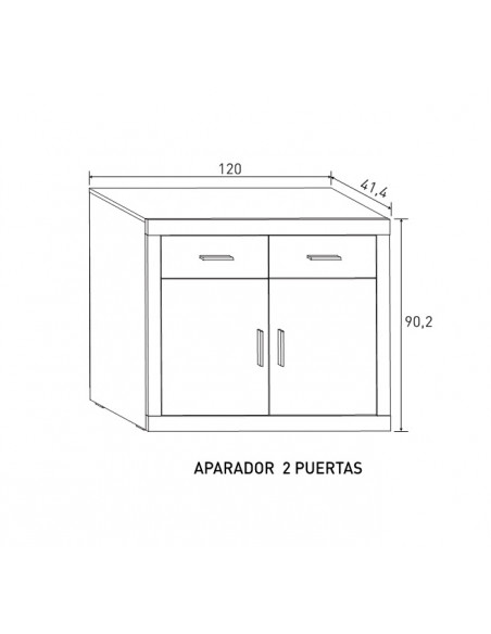 APARADOR 2P. 120 CM. LARA CAMBRIA-GRAFITO, CAMBRIA-BLANCO, PUCCINI-TEXTIL