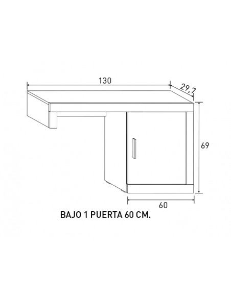 BAJO 1 PTA. 60 CM. LARA APILABLE CAMBRIA-BLANCO - CAMBRIA-GR