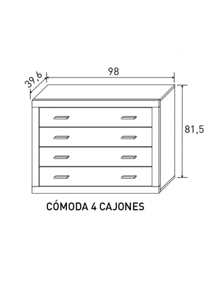COMODA 4 CAJONES LARA DORM.CAM-BL                  CAMBRIA-B