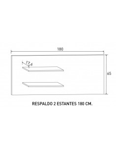 RESPALDO 2 ESTANTES 180 CM. LARA APIL.CAMBRI       CAMBRIA 2