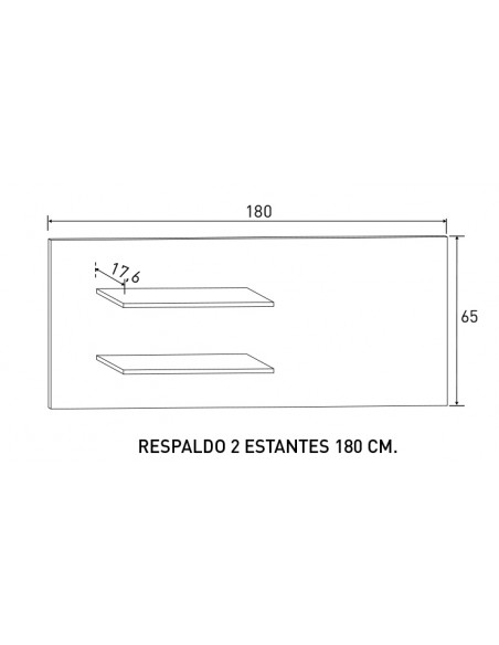 RESPALDO 2 ESTANTES 180 CM. LARA APIL.CAMBRI       CAMBRIA