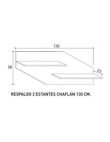RESPALDO 2 ESTANTES CHAFLAN 130 CM LARA APIL.CAMBR CAMBRIA