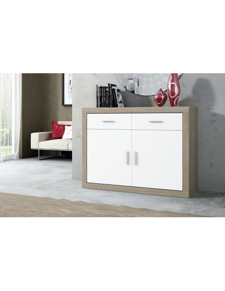 APARADOR 2P. 120 CM. LARA CAMBRIA-GRAFITO, CAMBRIA-BLANCO, PUCCINI-TEXTIL