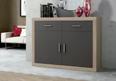 APARADOR 2P. 120 CM. LARA CAMBRIA-GRAFITO, CAMBRIA-BLANCO, PUCCINI-TEXTIL 2