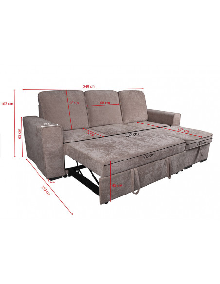 SHAISELONGUE CAMA C/ARCÓN TAP. NEPAL GRIS O BEIGE