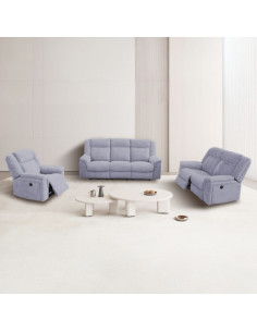 SOFA 3+2+1 RELAX ELÉCTRICO TAP. BEIGE O GRIS MOD TROYA | Oferta