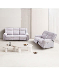 SOFA 3+2 RELAX ELÉCTRICO TAP. BEIGE O GRIS MOD TROYA | Oferta 2