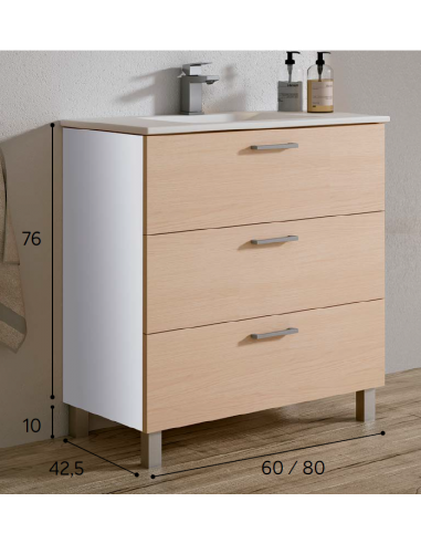 MUEBLE BAÑO ECO 3 CAJ 60 / 80 CM.