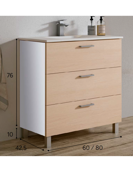 MUEBLE BAÑO ECO 3 CAJ 60 / 80 CM.