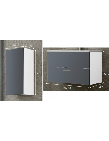 MUEBLE BAÑO COLGAR ECO 2 CAJ 60 / 80 CM.