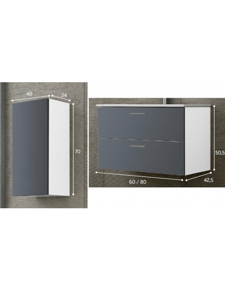 MUEBLE BAÑO COLGAR ECO 2 CAJ 60 / 80 CM.