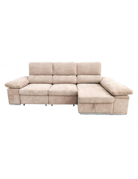 Shaiselongue cama derecha c/arcón gris o beig Nadia