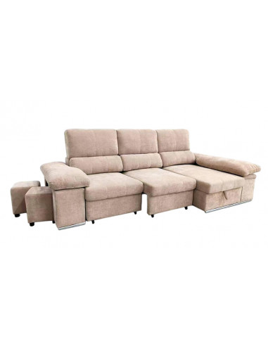 Shaiselongue cama derecha c/arcón gris o beig Nadia