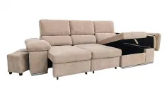 Shaiselongue cama derecha c/arcón gris o beig Nadia