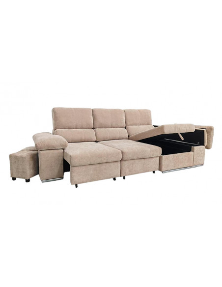 Shaiselongue cama derecha c/arcón gris o beig Nadia