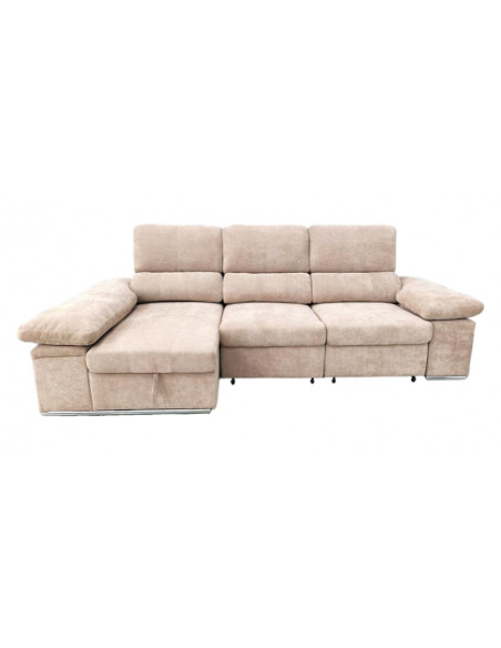 Shaiselongue cama izquierda c/arcón gris o beig Nadia