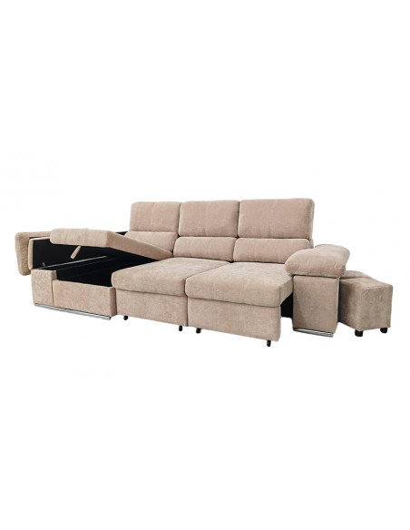 Shaiselongue cama izquierda c/arcón gris o beig Nadia