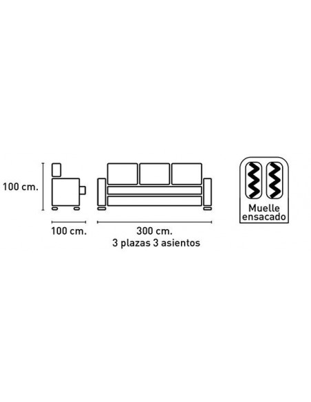 SOFA 3P-3ASI. 300CM.MOD.CUPRA