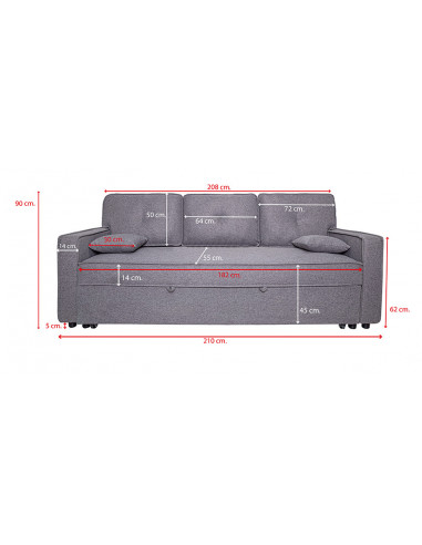 SOFÁ CAMA DAX 210 cm.