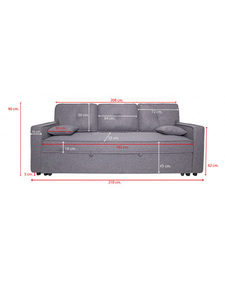 SOFÁ CAMA DAX 210 cm.