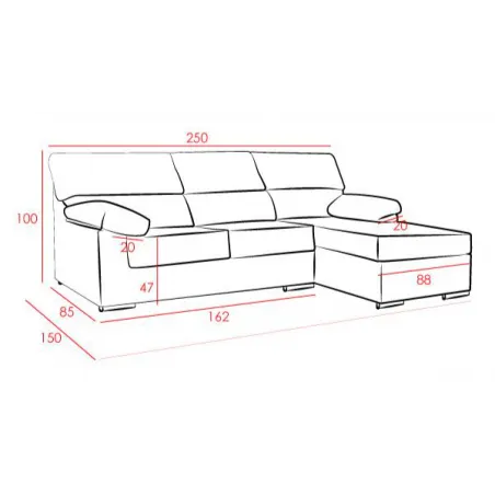 Shaiselongue derecha Rubén fija antimanchas