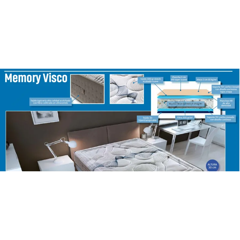 COLCHON MEMORY VISCO altura 30 cm.