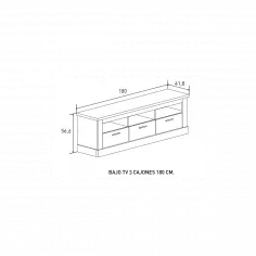 BAJO TV 3C 180CM. CHELLEN ACABADO CAMBRIA-BLANCO 2