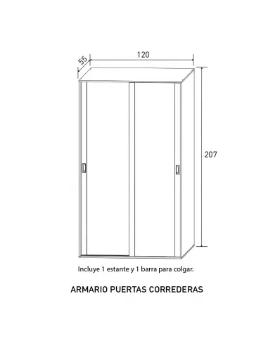 ARMARIO 2P.CORREDERA LARA DORMITORIOS JUVENIL