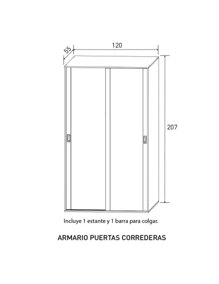 ARMARIO 2P.CORREDERA LARA DORMITORIOS JUVENIL