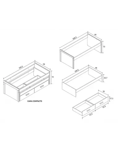 CAMA COMPACTA COMP+C.NIDO RU. PUCCINI-TEXTIL