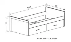CAMA NIDO LARA JUVENIL 2 cajones Puccini-Textil 2