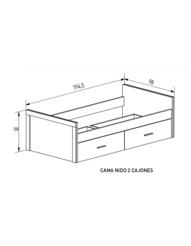 CAMA NIDO LARA JUVENIL 2 cajones Puccini-Textil