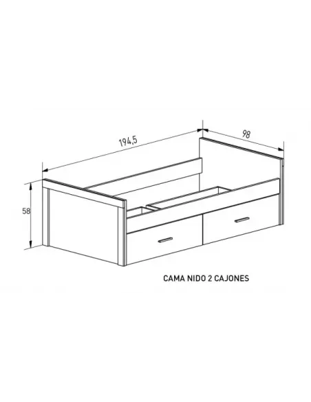CAMA NIDO LARA JUVENIL 2 cajones Puccini-Textil