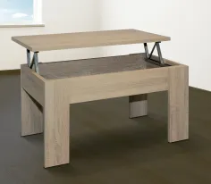 MESA CENTRO ELEVABLE LARA cambria y blanco