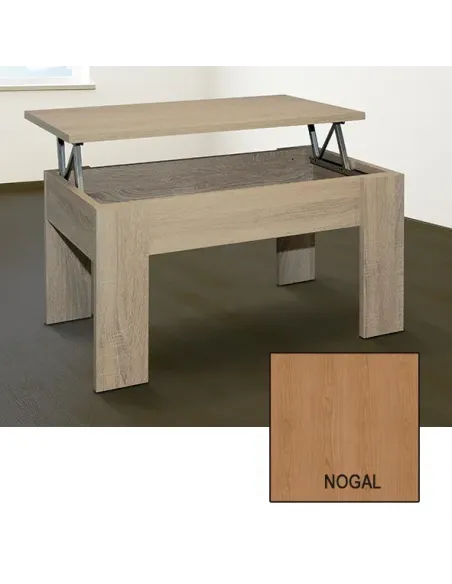 MESA CENTRO ELEVABLE gala MESAS ÁRTICO, BLANCO-CEMENTO, NOGAL, WENGUÉ