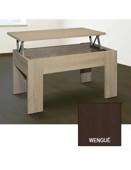 MESA CENTRO ELEVABLE gala MESAS ÁRTICO, BLANCO-CEMENTO, NOGAL, WENGUÉ