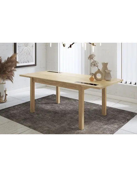 MESA EXTENSIBLE 140CM CRISTAL NEGRO LARA
