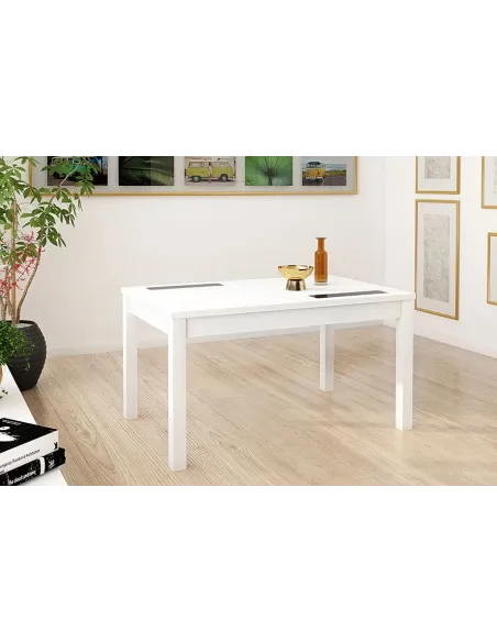 MESA EXTENSIBLE 140CM CRISTAL NEGRO LARA