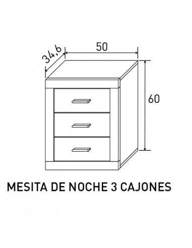 MESITA DE NOCHE 3 CAJONES LARA PUCCINI-TEXTIL