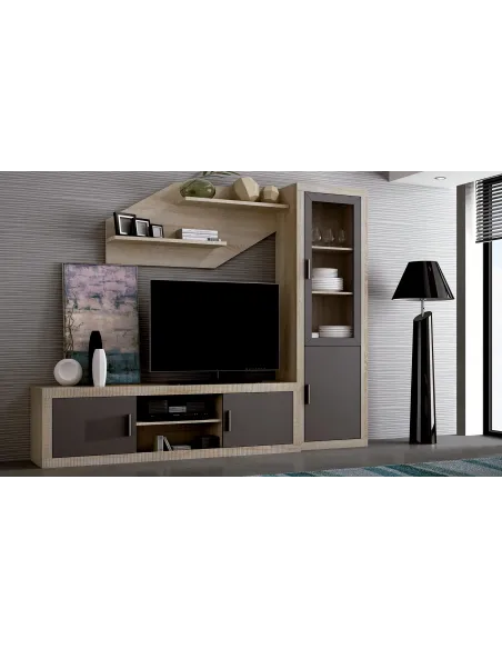 Salón 240 cm. Lara 02 cambria-blanco y cambria-grafito