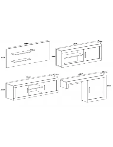 Salón 240 cm. Lara 03 cambria-blanco y cambria-grafito