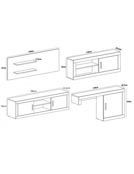 Salón 240 cm. Lara 03 cambria-blanco y cambria-grafito