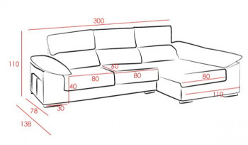 Chaiselongue 2 puff c/ arcón izquierda Franca 2