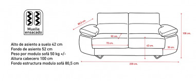 Epi Exprés sofá de 3 plazas color cemento