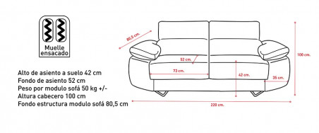 Epi Exprés sofá de 3 plazas color cemento
