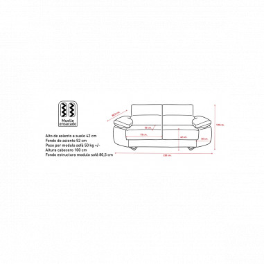 Epi Exprés sofá de 3 plazas color cemento